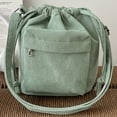 thumbnail image 4 of Yucurem Women Bucket Bag Drawstring Corduroy Crossbody Shoulder Bag Shopping Bag(green) Fashion shoulder bag (Green), 4 of 7