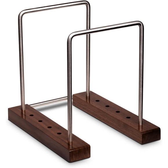 Soporte para Vinilos, Capacidad 35 LP, Base Nogal 7.5 Pulgadas, Soporte, Acero Inoxidable, para Colección y Sala