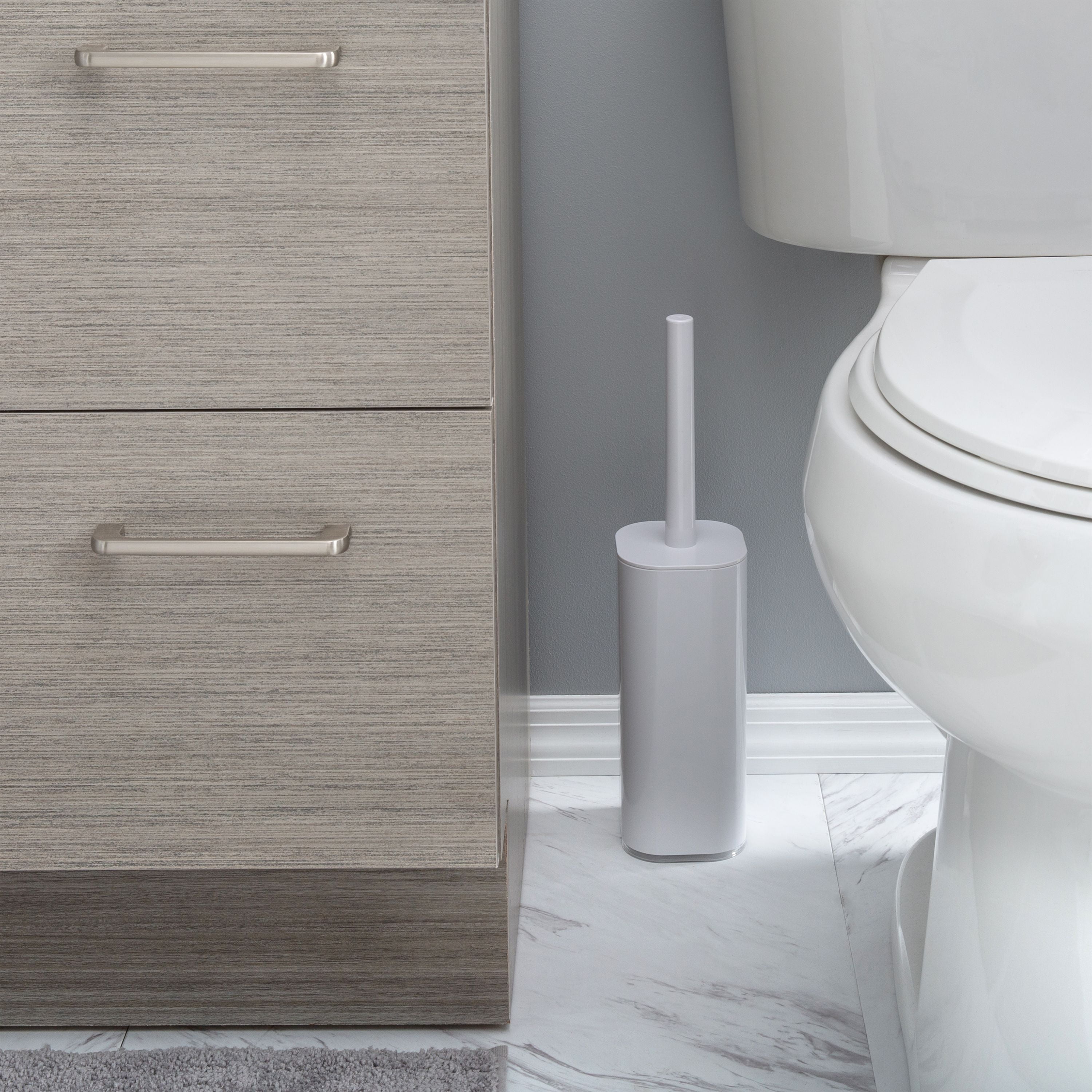Bath Bliss Acrylic Cylinder Toilet Brush Set In White Walmart Com Walmart Com