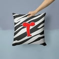 thumbnail image 2 of Carolines Treasures CJ1024-TPW1414 Letter T Initial Monogram - Zebra Red Fabric Decorative Pillow, 14Hx14W, multicolor, 2 of 4