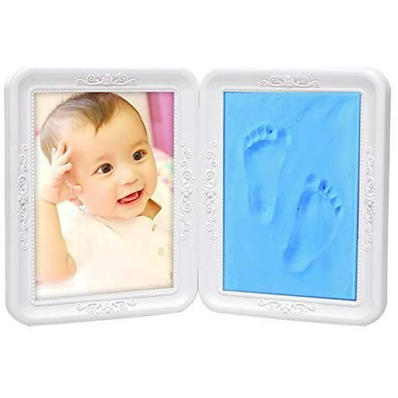 FFIY Creative Babyprints Photo Frames Toddler Newborn Baby First Handprint Footprint Clean Touch Clay 3D Baby Girl Boy Hand Foot Prints Casting Desk Photo Picture Frame Keepsake Kit Ornament Gift