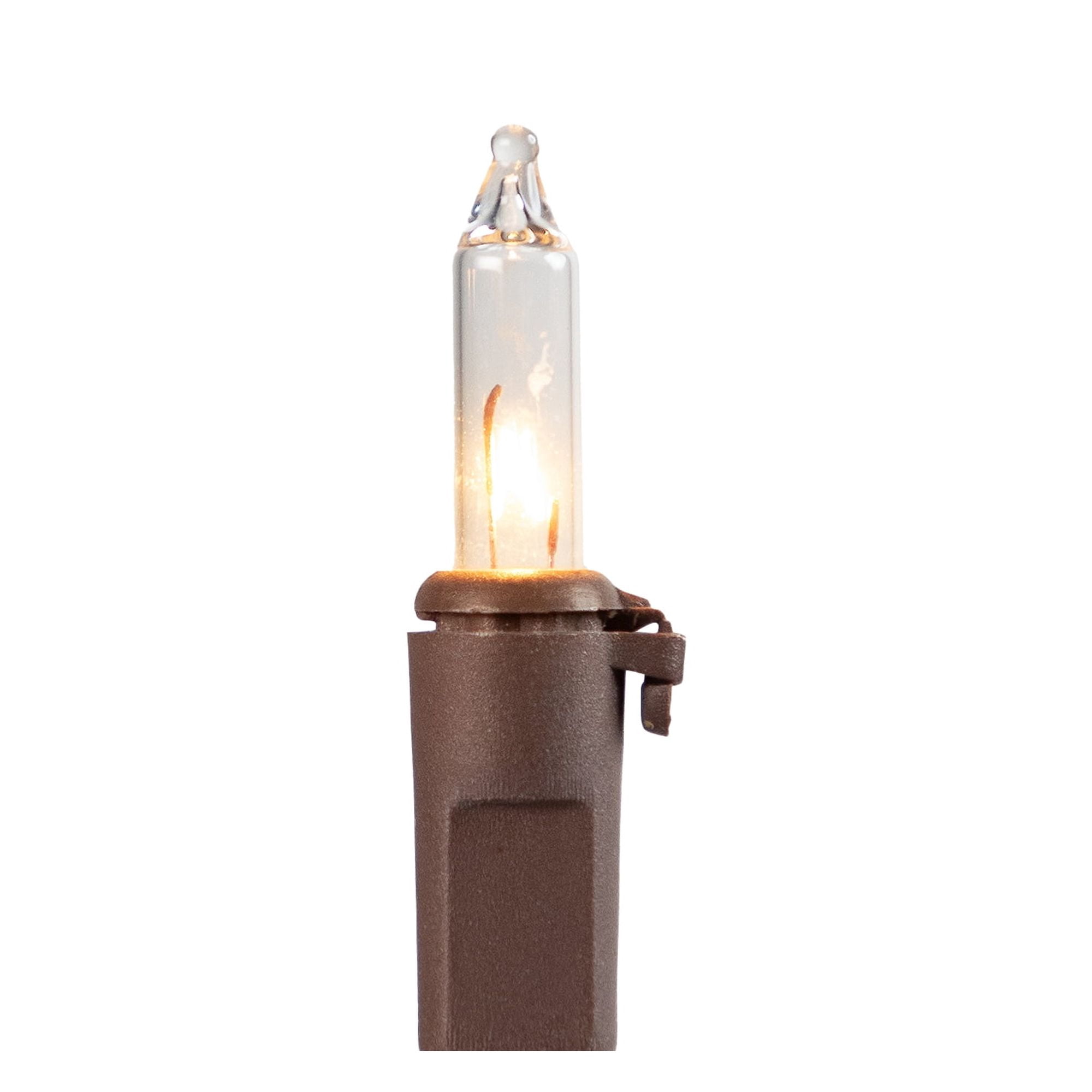 Set of 300 Clear Mini Christmas Lights 2.5" Spacing - Brown Wire