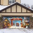 thumbnail image 4 of Large Christmas Garage Door Cover 16x7 ft, Polar Express Snowman Garage Door Banner Decor, Vintage Believe Train Backdrop for Outdoor Indoor Xmas Eve Wall Decor, 4 of 5