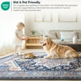 thumbnail image 4 of 4'x6' Area Rugs, Machine Washable Non Slip Area Rug for Living Room, Soft Low Pile Vintage Print Pattern Indoor Bedroom Thin Carpet, Navy Blue, 4 of 6