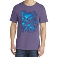 thumbnail image 2 of Wild Bobby, Dripping 3D Blue Flaming Skulls, Streetwear, Garment-Dyed Washed Look Short Sleeve T-Shirt, Purple, Large, 2 of 3