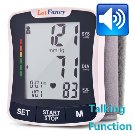 Wrist Blood Pressure Monitor Cuff - Automatic Digital BP Machine with Talking Function - Portable for 2 User Home Use, FDA