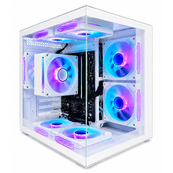 Suevery Gaming PC Desktop Computer, AMD Ryzen 5 5600GT, 16GB DDR4 RAM, 512GB NVMe 3.0 SSD, Wi-Fi 6, RGB Fan, 650W, Prebuilt Computer, White