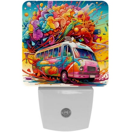 

Graffiti LED Square Night Light - Small and Bright Square-shaped LED Night Light for Bedroom Bathroom and Hallway - Compact Plug-in Nightlight with Auto on/Off Sensor
