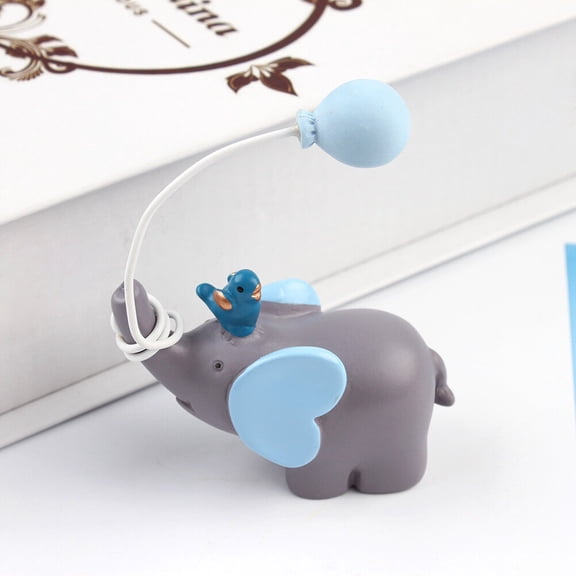 IDEANATEGRATE 2Pcs Blue Resin Party Adornment Elephant Figurines for Cake and Dessert Table Decoration