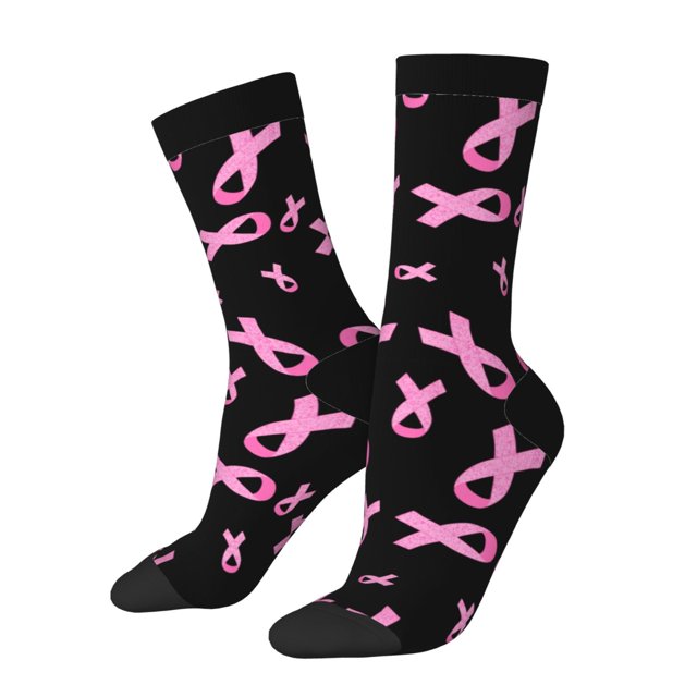Fotbe Breast Cancer Awareness Calcetas Largas con Estampado para Hombre y Mujer – Calcetas de Compresión Transpirables y Elásticas, Viajar y Uso Diario Talla 5-11