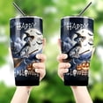 thumbnail image 4 of Happy Halloween Dalmatian Witch Pumpkins Bats 30oz Stainless Steel Tumbler Insulated Cup with Lid Dog Lover - 13012, 4 of 5