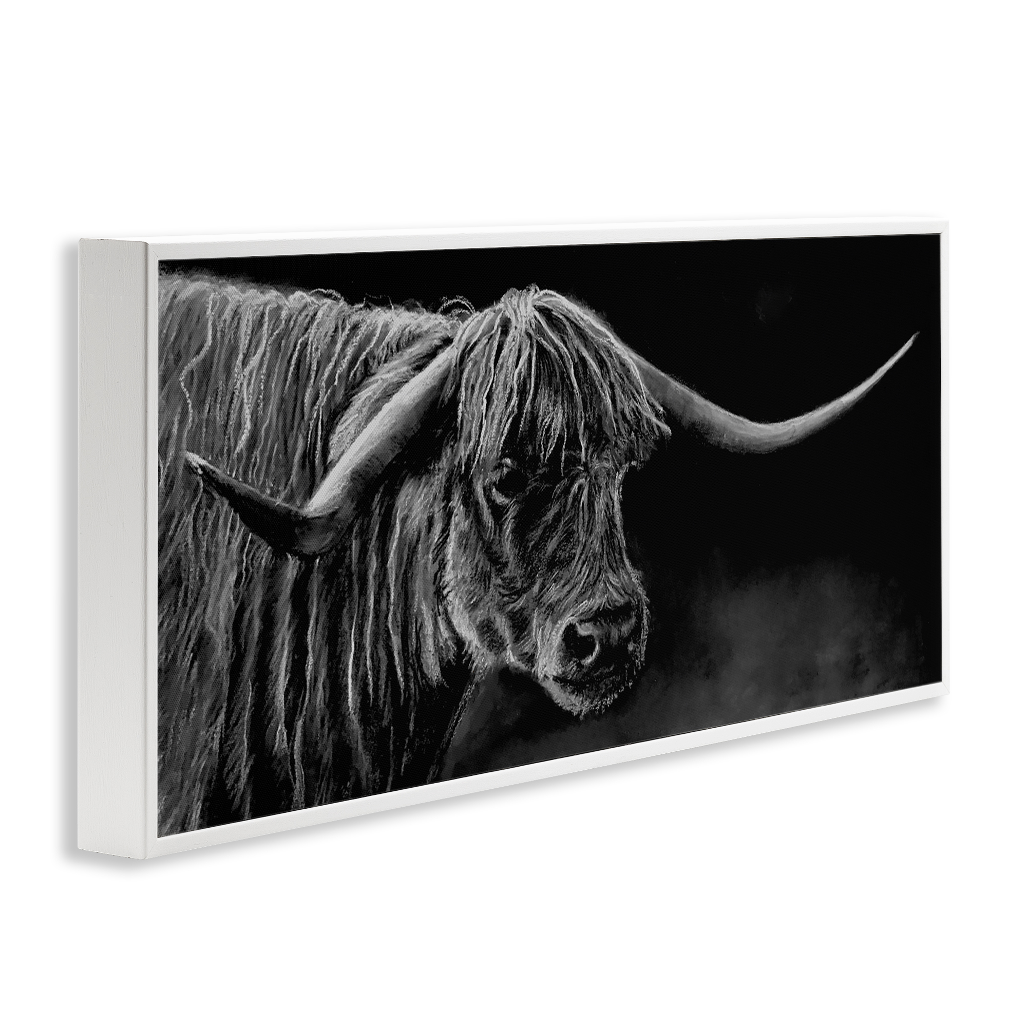 Highland Longhorn Portrait White Framed Giclee Art, design by Patricia Reynolds