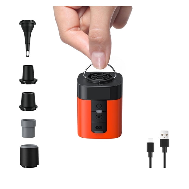Electric Air Pump 2600mAh Battery & Light Portable Camping Pump for Air Mattress Sleeping ,Easy to Use