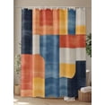 thumbnail image 4 of Abstract Stitching Shower Curtain, White Orange Blue Fluid Wash Art Waterproof Shower Curtain Set with 12 Hooks Lightweight Washable Fabric Shower Curtains for Bathroom 36x72 Inches, 4 of 6