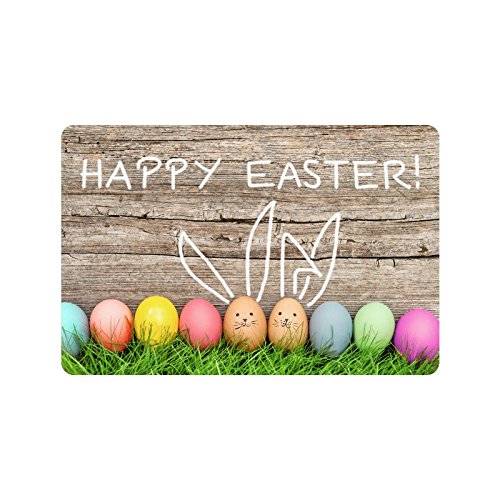MKHERT Happy Easter Decoration Easter Eggs Cute Bunny Doormat Rug Home