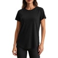 thumbnail image 2 of hoksml Women's Short Sleeve Crew Neck Top, Back Cutout Athletic Shirt, Casual Heather Running T-Shirt, 2 of 8