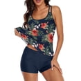 thumbnail image 1 of FhsagQ Ensembles de Maillots de Bain pour Femmes Tankini Sans Entrejambe Maillot de Bain Deux Pièces Floral Maillot de Bain Haut de Maillot de Bain avec Shorty Ensembles de Maillots de Bain pour Femmes Robe Marine G, 1 of 2