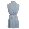 thumbnail image 5 of Lyinloo Women Chiffon Pom V-Neck Solid Sleevless Drawstring Short Skirt Mini Dress Blue S, 5 of 6