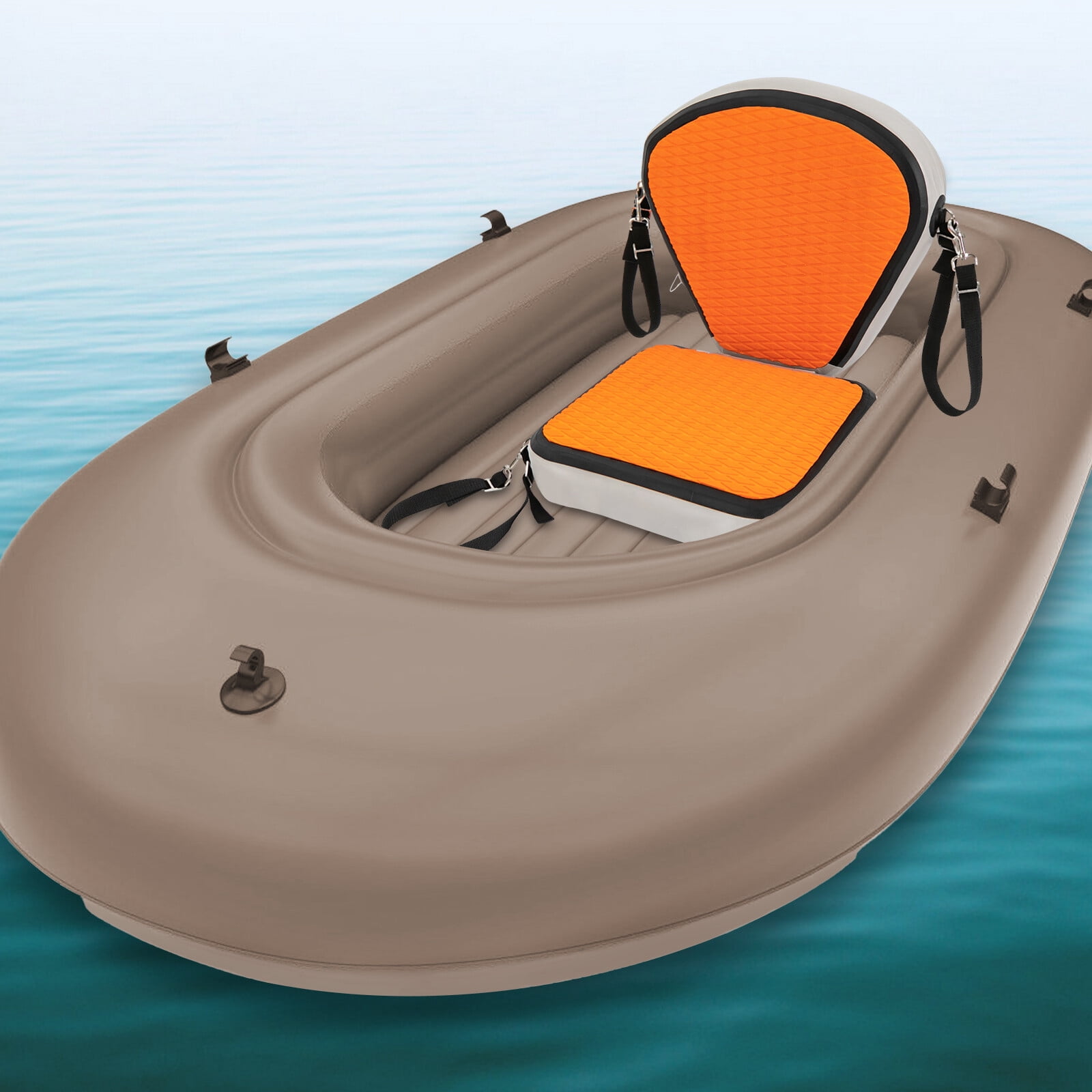 EVA PVC Padded Kayak Seats, Strap Adjustable, Thicken Cushion for Canoeing Drifting, Orange
