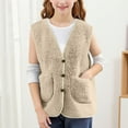 thumbnail image 3 of Fmbrln Girls Boys Fuzzy Fleece Vest Full Button V Neck Sleeveless Jackets Fall Winter Soft Comfy Thickened Warm Coat with Pockets, Sizes 5-13Y, 3 of 5