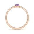 thumbnail image 2 of ANGARA Natural Pear Amethyst Parallel Split Shank Ring with Accents in 14K Rose Gold for Women (Size-6x4mm) | February Birthstone, Anniversary, Jewelry Gift for Women | Natural Amethyst Ring, 2 of 9