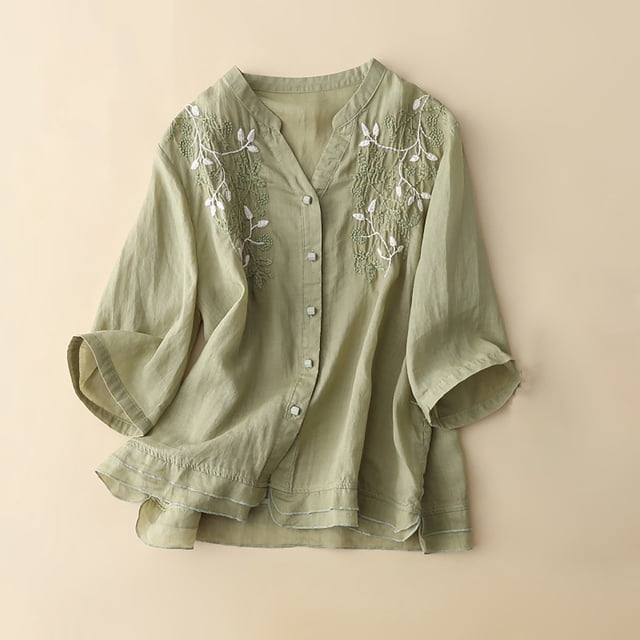 ICHUANYI Clearance Women Fashion Casual Round-Neck Loose T-Shirt Blouse Tops(Green, L) ICHUANYI WER2023080817469