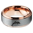 thumbnail image 2 of Tungsten Dolphin Sea Animal Island Band Ring 8mm Men Women Comfort Fit 18k Rose Gold Step Bevel Edge Brushed Polished, 2 of 4