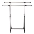 thumbnail image 4 of Dual-Bar Expandable Clothes Rack w/Shoe Shelf - Heavy-Duty Steel & PP, Space-Saving for Indoor/Outdoor, 4 of 7
