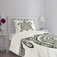 thumbnail image 3 of Ambesonne Tribal Quilted Bedspread Set 2 Pcs, Turtle Maori, Twin Size, Black and White, 3 of 5