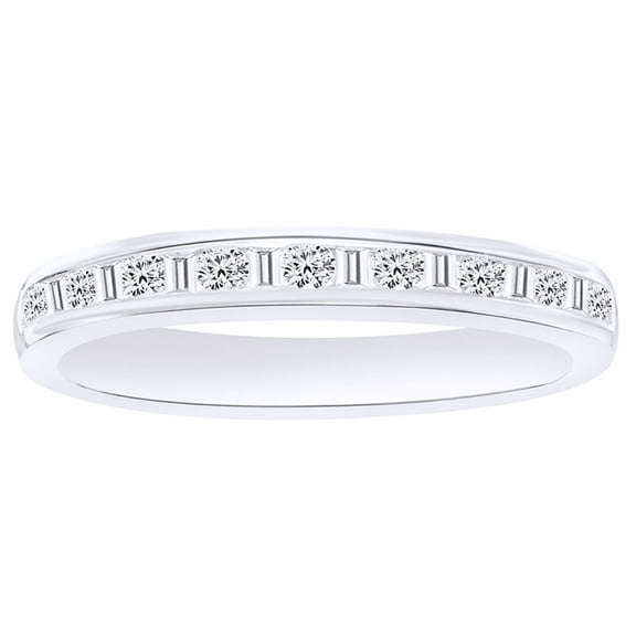 White Natural Diamond Band Ring In 14k White Gold (0.25 Cttw)