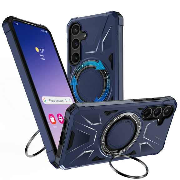Innens Case with 2Pcs Screen Protector for Samsung Galaxy S24 Ultra/S24 Plus/S24 Magnetic Shockproof Stand Cover, Blue