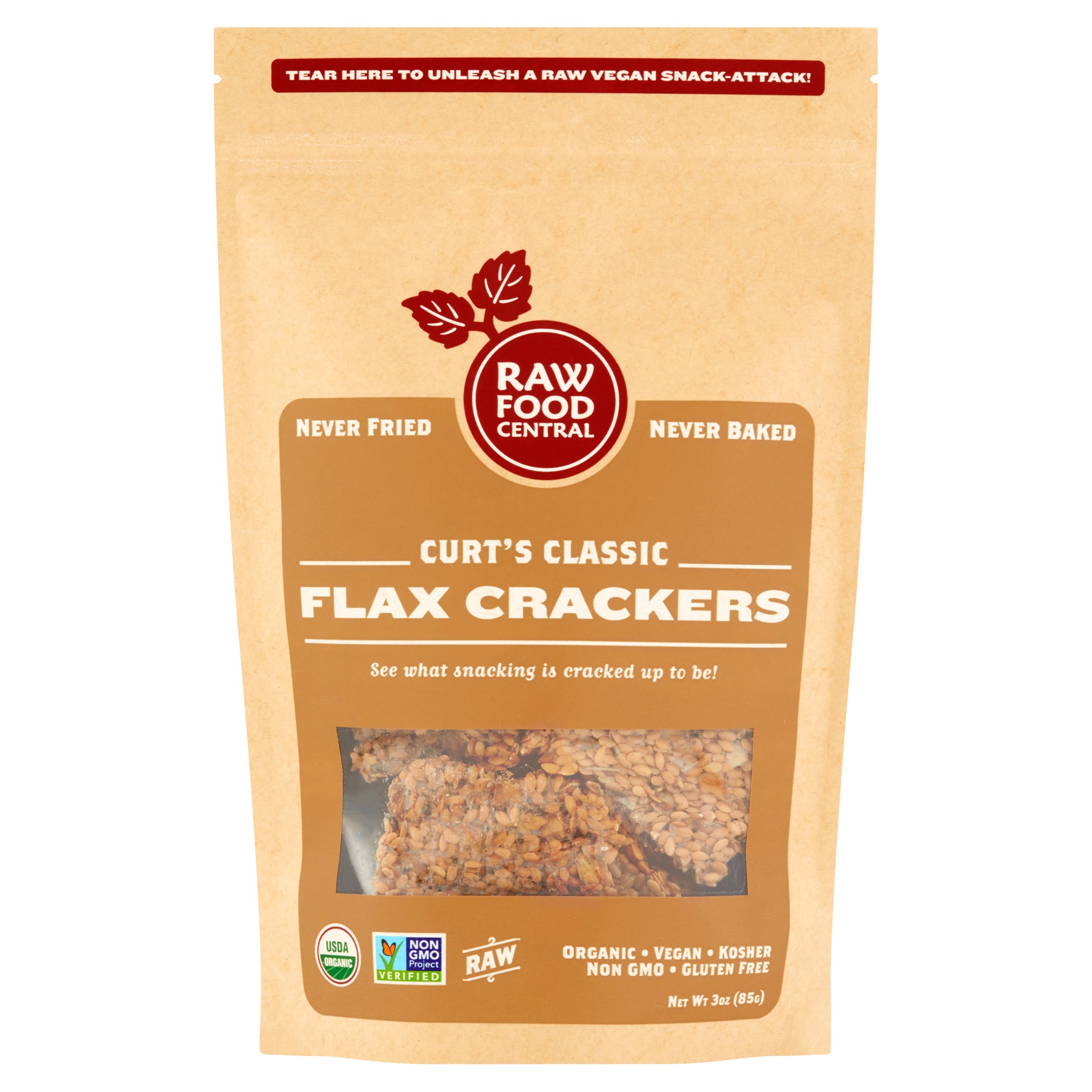 Raw Food Central Curt's Classic Flax Crackers, 3 oz