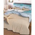 thumbnail image 3 of Quilts Twin XL Size, Teal Coastal Soft Comforter Bedding Set for Bed, Summer Beach Starfish Nautical Seaside Lightweight Quilted Bedspread with Pillow Cover(2 Pieces) for All Season, 68x98 Inch, 3 of 6