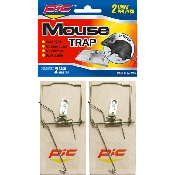 PIC MTW-2C/S Wood Mouse Traps Pack of 12