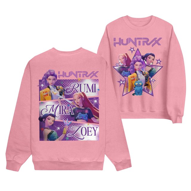Pop cazadora para niña Hunters Printed Anime Print Long-Sleeved Sweatshirt (Pink)