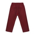 thumbnail image 2 of Zaldita Little Kids Boys Long Cargo Pants Elastic Waistband Casual Trousers with Pocket Burgundy 12-18 Months, 2 of 6