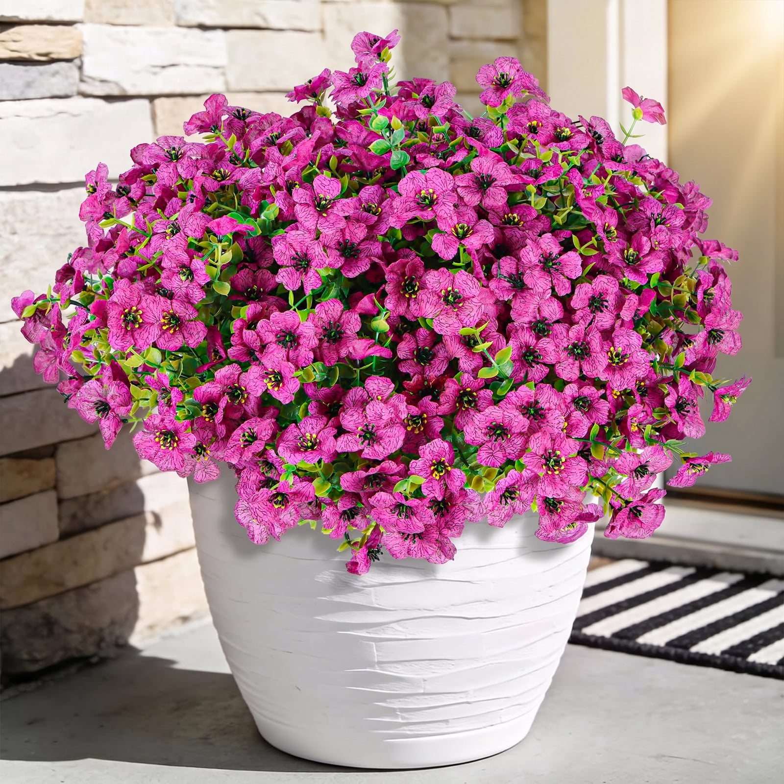 VKFVKF 24 Bundles Artificial Flowers for Outdoors UV Resistant Fake Plastic Plants