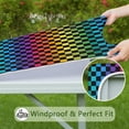 thumbnail image 6 of Rainbow Checkered Pattern Square Fitted Tablecloth with Elastic Edge,Square Table Cover,Washable Elastic Table Cover for Home Kitchen Party Decor 34"x34", 6 of 6
