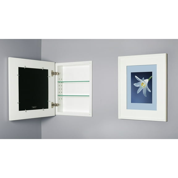 13x16 White Picture Frame Medicine Cabinet by Fox Hollow Furnishings