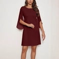thumbnail image 2 of Zorckvet A Line Dresses for Women Summer Mid Length Soft Crewneck Flowy Short Sleeve Womens Dress Fashion, 2 of 9