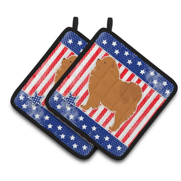 Carolines Treasures BB3351PTHDPatriotic Chow Chow Pair of Pot Holders 7.5HX7.5W multicolor