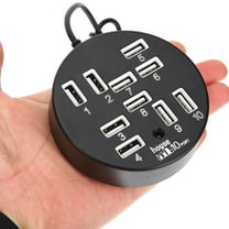 WHAMVOX USB Hub Extension for Computer Use with Classic Design and Power Supply 10 Ports Black
