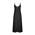 thumbnail image 4 of Summer Dresses for Women 2025, Women Casual Holiday Style Hollow Out Long Dress Solid Color Loose Sleeveless-Neck Camisole Dress(Black,S), 4 of 5
