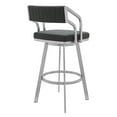 thumbnail image 3 of Capri 30" Swivel Modern Metal and Slate Gray Faux Leather Bar and Counter Stool, 3 of 3