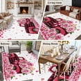 thumbnail image 5 of Large Area Rugs for Living Room Bedroom, Valentine's Day 8'x10' Rug Washable Carpet Runner Indoor Outdoor, Pink Love Roses Truck Romantic White Non Slip Floor Mats Rug for Kitchen, Patio, 5 of 8