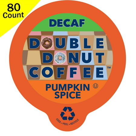 Double Donut, Decaf Pumpkin Spice Flavored Coffee Single Serve Cups, 80