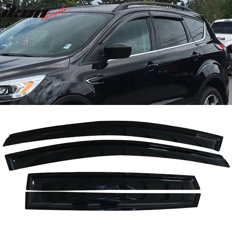 AUTEX 4Pcs Tape On Window Visor Deflector Compatible with Ford Escape 2013 2014 2015 2016 2017 2018 Weather Shade Rain Guards