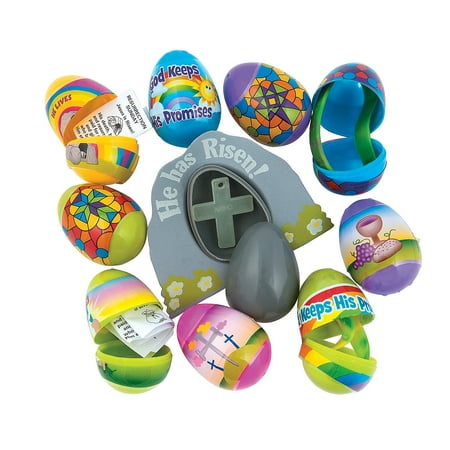 Fun Express - Religious Filled Easter Egg Asst for Easter - Party Supplies - Pre - Filled Party Favors - Pre - Filled Plastic Containers - Easter - 144 Pieces