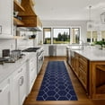 thumbnail image 2 of Custom Size Runner Rug Hexagon Trellis Design Navy Color 26 or 31 inch Wide Pick Your Length Non-Slip Rubber Backing Stair Runner, 2 of 5