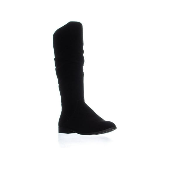 SC35 Kelima Block Heel Zip Up Mid Calf Boots, Black Suede